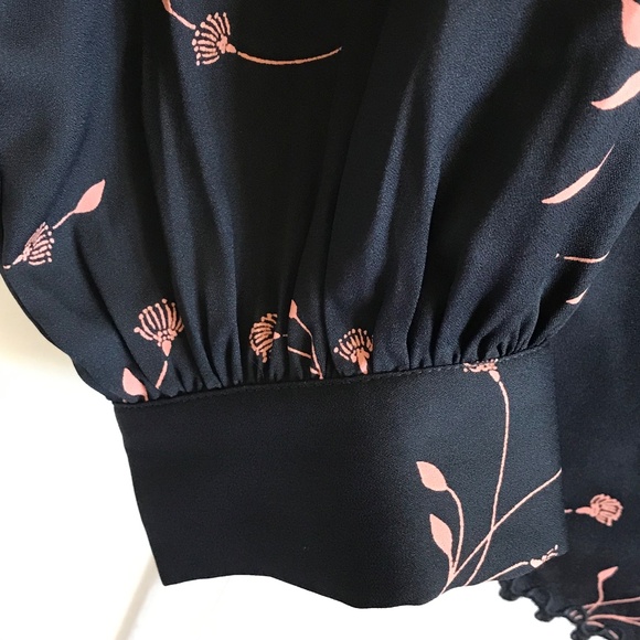 JOIE Floral Split Neck Blouse Black Pink Coral Top Women’s Size X-Large Size 1X - Picture 8 of 16